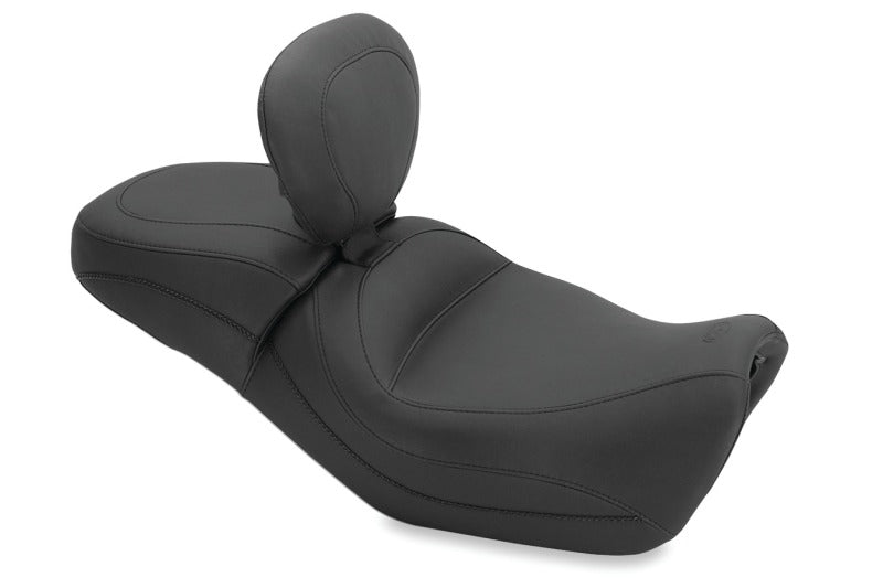 Mustang Motorcycle Mustang 2015-2021 Harley Street Standard Touring 1PC Seat w/Driver Backrest - Black - 79786