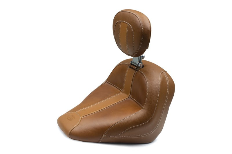 Mustang Motorcycle Mustang 2015-2021 Indian Scout Standard Touring Solo Seat w/Driver Backrest - Brown - 79508MV
