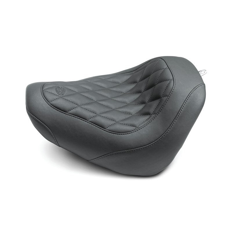 Mustang Motorcycle Mustang 2018-2021 Harley Fat Bob Wide Tripper Solo Seat Diamond Stitch - Black - 83017