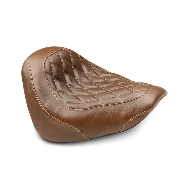 Mustang Motorcycle Mustang 2018-2021 Harley Fat Bob Wide Tripper Solo Seat Diamond Stitch - Brown - 83014
