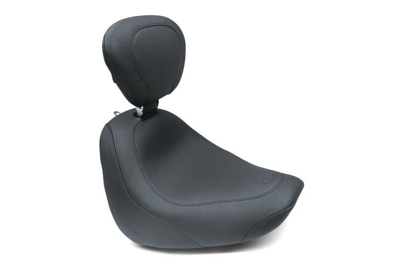 Mustang Motorcycle Mustang 2018-2021 Harley Fat Bob Wide Tripper Solo Seat w/ Driver Backrest - Black - 79336