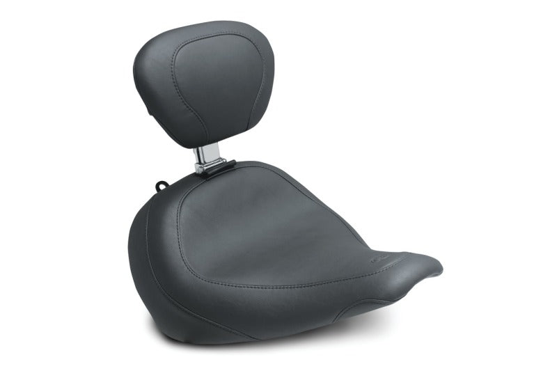 Mustang Motorcycle Mustang 2018-2021 Harley Fat Boy Wide Tripper Solo Seat w/Driver Backrest - Black - 79772