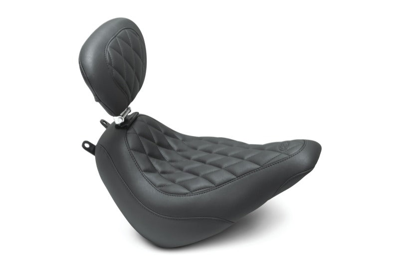 Mustang Motorcycle Mustang 2018-2021 Harley Heritage Classic, Deluxe Wide Tripper Solo Seat w/Driver Backrest - Black - 83007