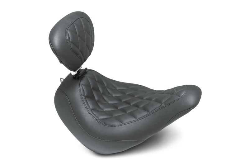Mustang Motorcycle Mustang 2018-2021 Harley Low Rider, Sport Glide Wide Tripper Solo Seat w/DBR Diamond Stitch - Black - 83043