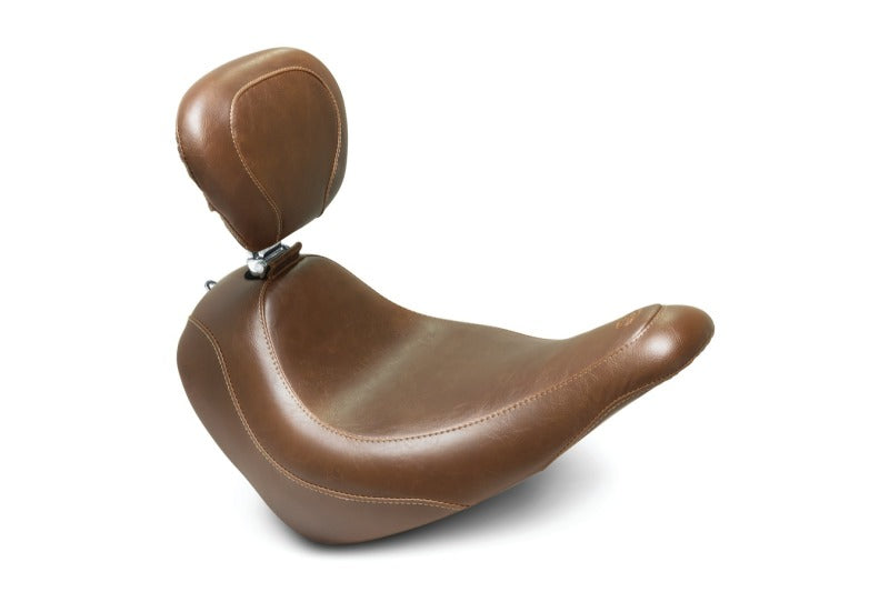 Mustang Motorcycle Mustang 2018-2021 Harley Low Rider, Sport Glide Wide Tripper Solo Seat w/Driver Backrest - Brown - 83037