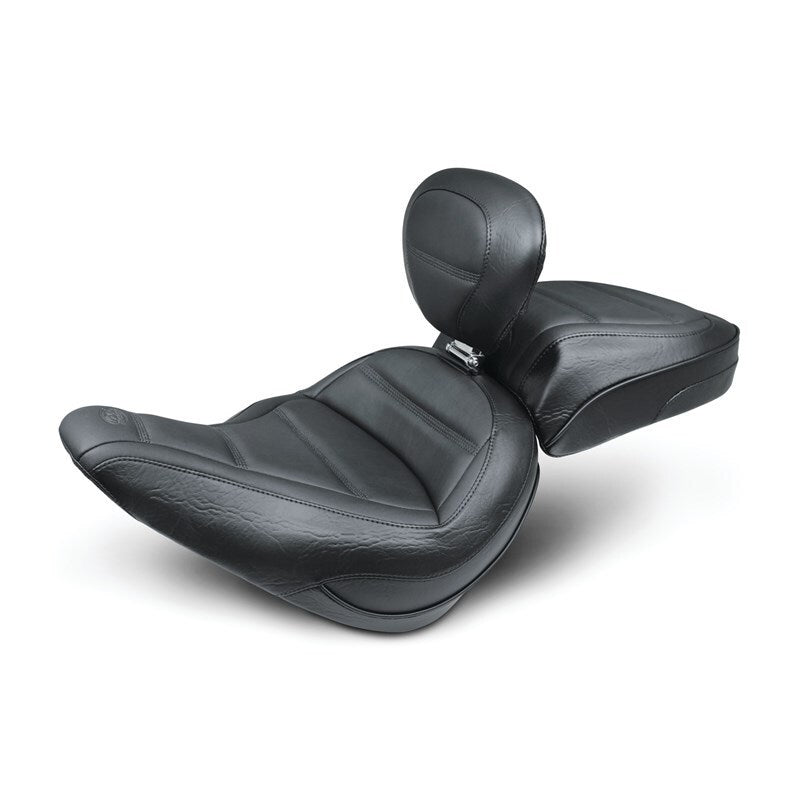 Mustang Motorcycle Mustang 2018-2021 Harley Softail Slim Standard Touring Solo Seat w/Driver Backrest - Black - 79028