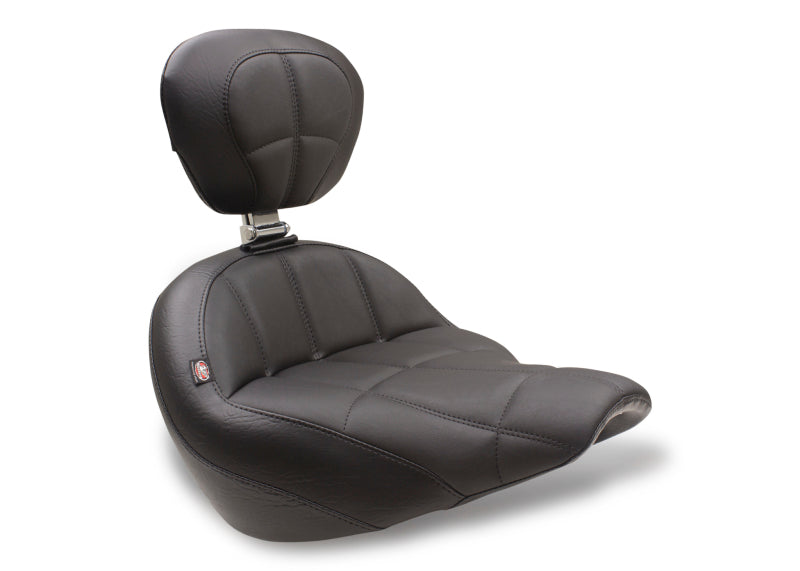 Mustang Motorcycle Mustang 2018-2021 Harley Street Bob Standard Touring Solo Seat w/Driver Backrest - Black - 79494