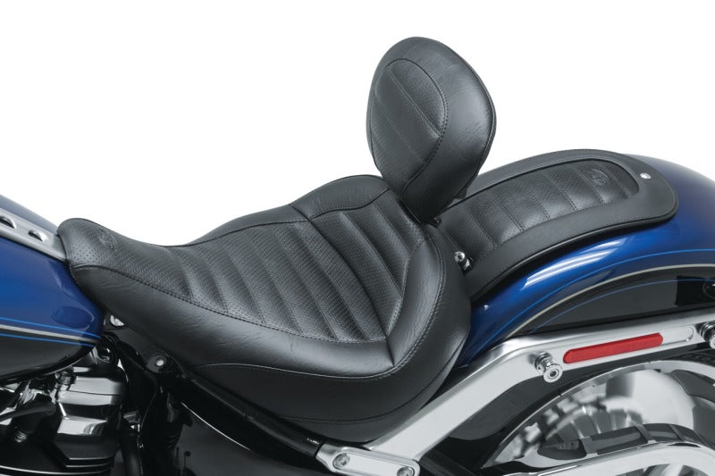 Mustang Motorcycle Mustang 2020-2021 Harley Fat Boy Standard Touring Solo Seat w/Driver Backrest - Black - 79770