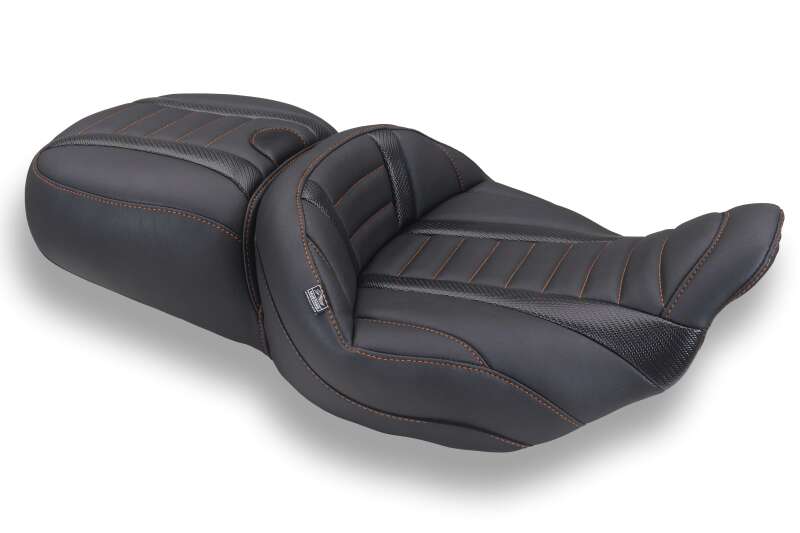 Mustang Motorcycle Mustang 2023-2026 Harley CVO Road Glide, Street Glide, Deluxe ST 1PC 2Up Blk w/Mandarin Orange Thread - 89480MO