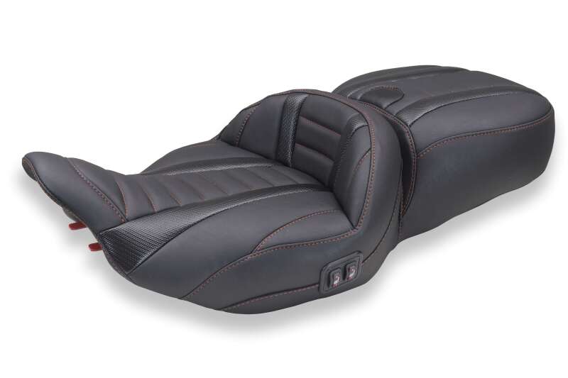 Mustang Motorcycle Mustang 2023-2026 Harley CVO Road Glide, Street Glide, Heated Deluxe ST 1pc 2Up Blk w/ Beauty Thread - 89481AB