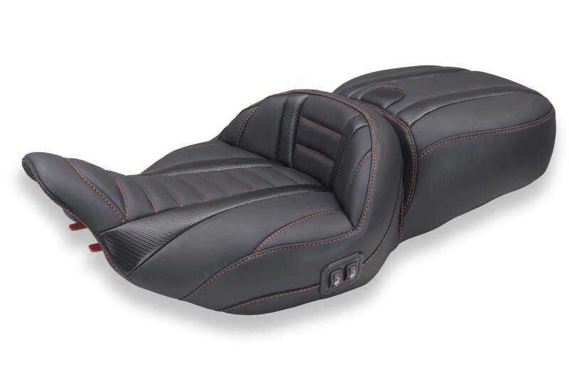 Mustang Motorcycle Mustang 2023-2026 Harley CVO Road Glide, Street Glide, Heated Deluxe ST 1pc 2Up Blk w/ M Org Thread - 89481MO