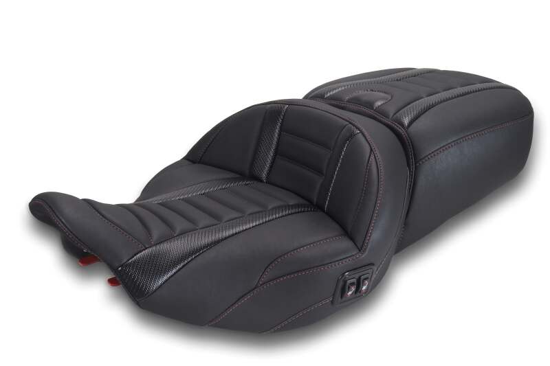Mustang Motorcycle Mustang 2023-2026 Harley CVO Road Glide, Street Glide, Heated ST Deluxe 1pc 2Up Blk w/Beauty Thread - 89415AB