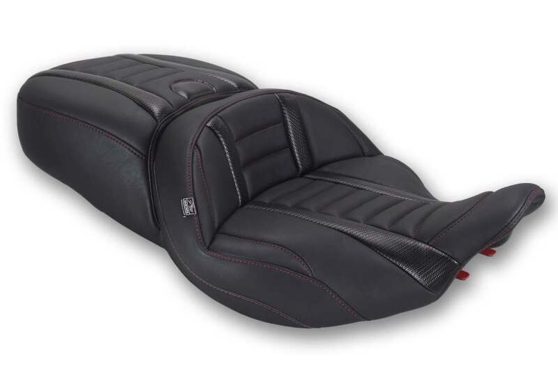 Mustang Motorcycle Mustang 2023-2026 Harley CVO Road Glide, Street Glide, ST Deluxe 1pc 2Up Blk w/Dark Cherry Thread - 89412DC