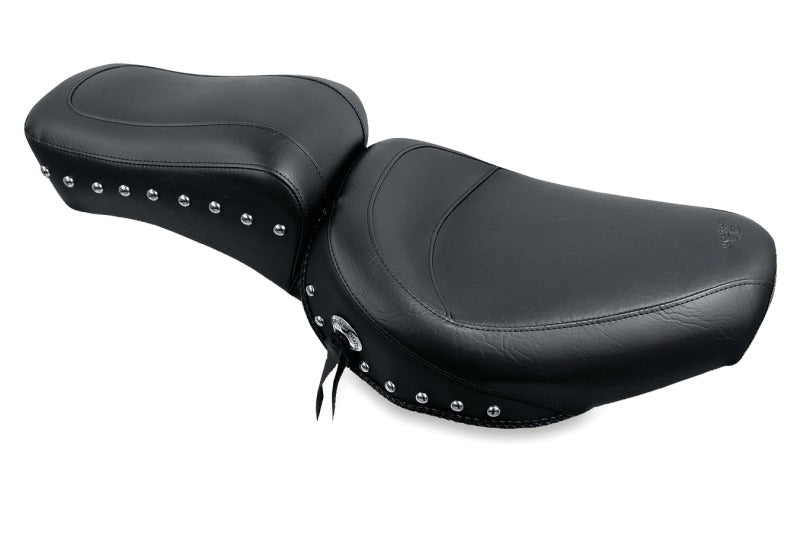 Mustang Motorcycle Mustang 2058-1984 Harley FX/FL Standard Touring 1PC Seat w/Studs - Black - 75302