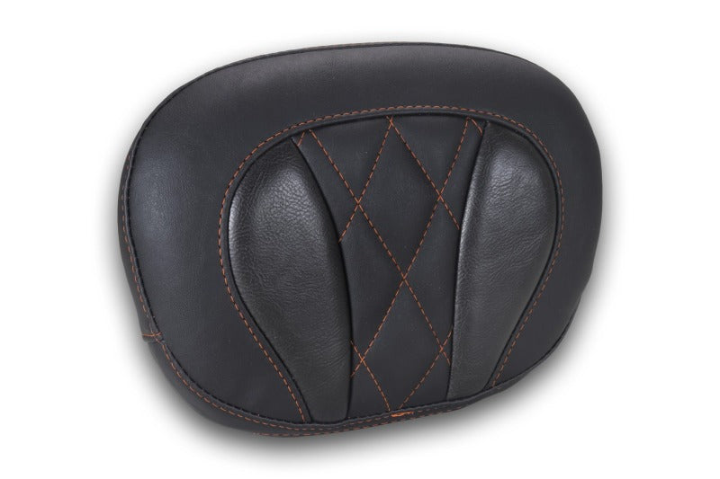 Mustang Motorcycle Mustang Deluxe Diamond Touring Sissy Bar Pad Black w/Mandarin Orange Thread - 88450MO