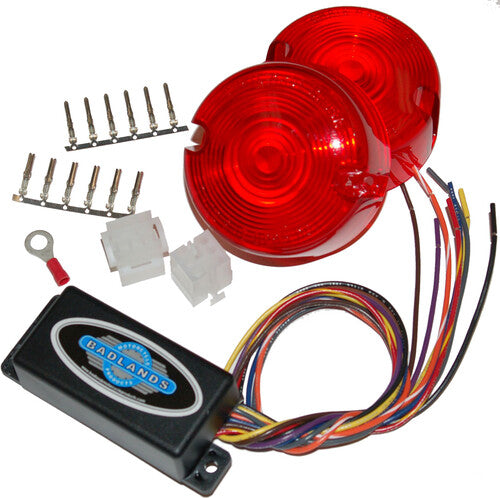 NAMZ CUSTOM CYCLE Run, Brake & Turn Signal Modules with Equalizer & Red Lens Kit - ILL-02-RL-B