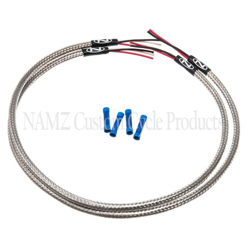 NAMZ Turn Signal Harness 24in. (SS Braided & Clear Coated - For Triple Tree Mounted Signals) - NTSH-2402