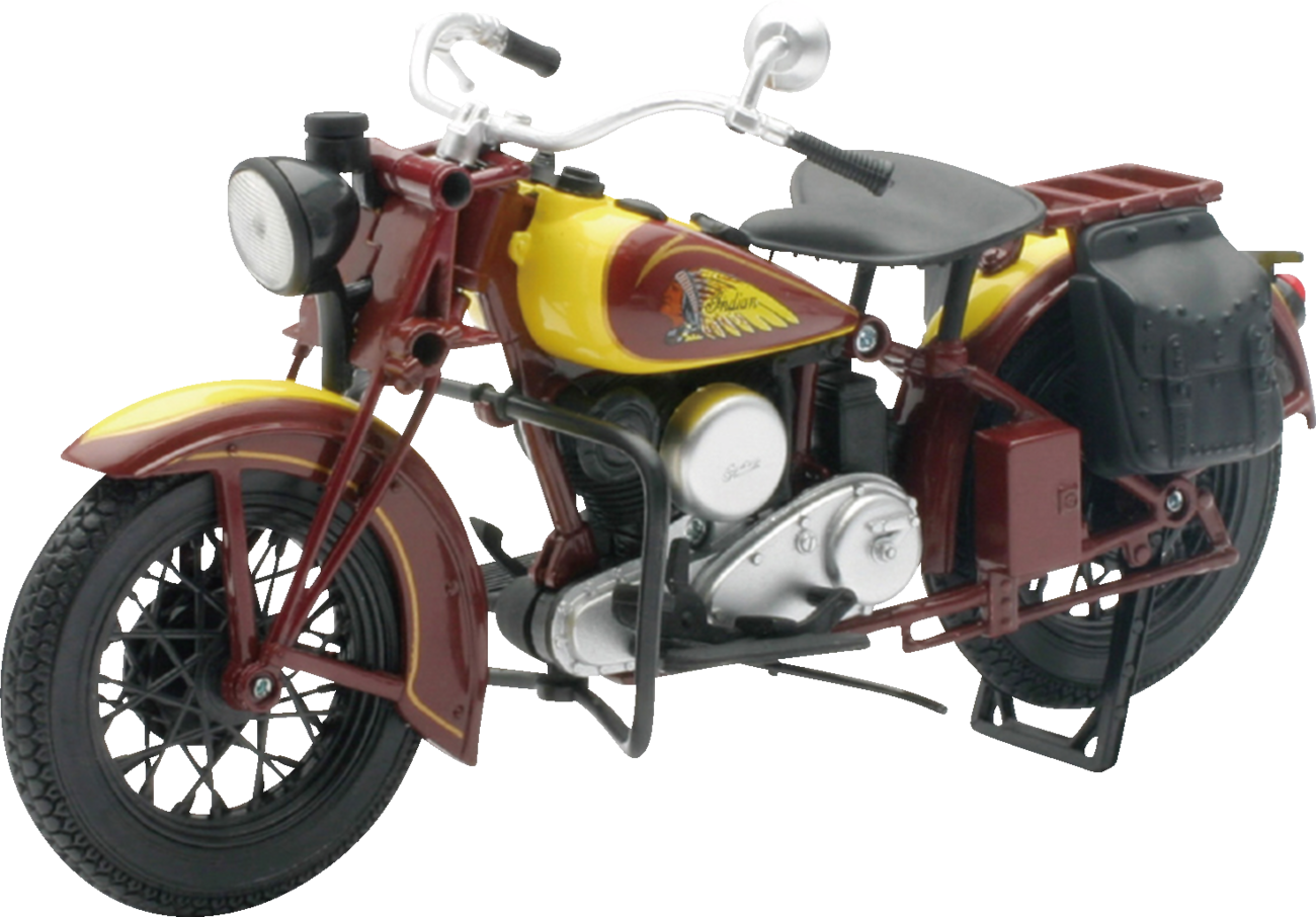 NEW RAY TOYS Mini 1934 Indian Sport Scout Bike - 1934 Indian Sport Scout / 1:12 Scale / Red/Yellow 7001-0100