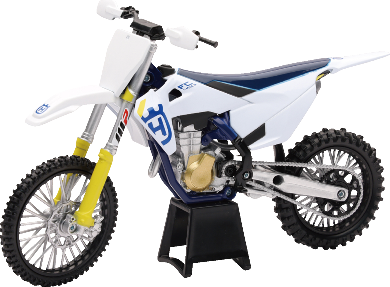 NEW RAY TOYS Mini Husqvarna Dirt Bike - Husqvarna FC450 2019 Bike / 1:12 Scale / White/Blue/Black 7001-0044