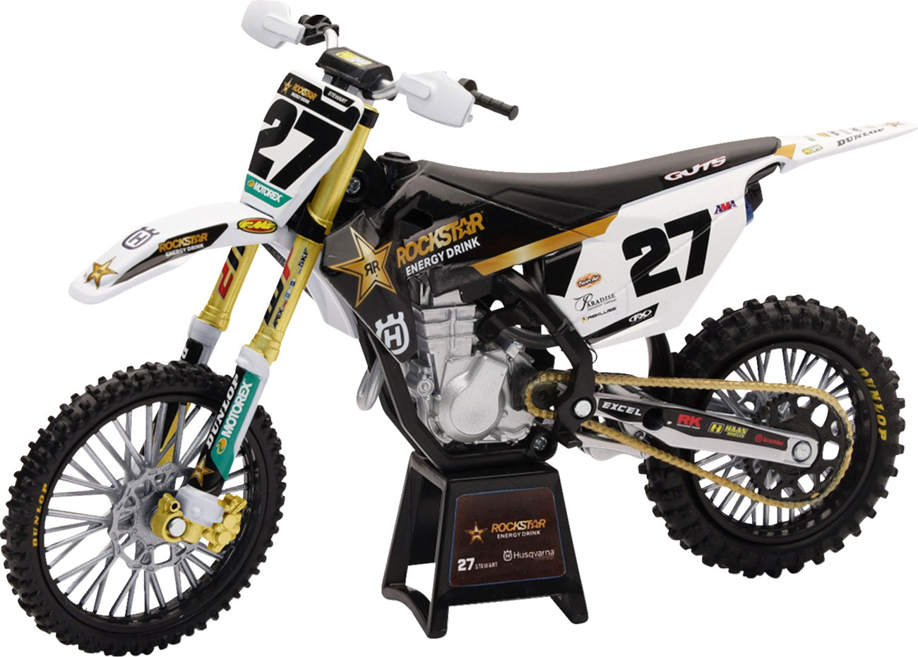 NEW RAY TOYS Rockstar Husqvarna Team Bike 2020 - Rockstar Husqvarna Team Bike / Malcolm Stewart / 1:12 Scale / BlackWhite/Gold 7001-0030