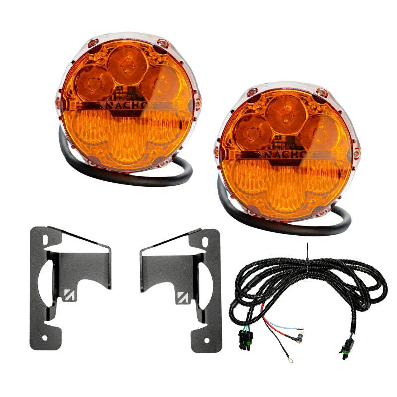 Nacho Offroad Technology Nacho Lighting Jeep JL/JT SAE Combo Amber Plug N Play Fog Light Kit (3pc Bumper Kit) - V3JW2KASM