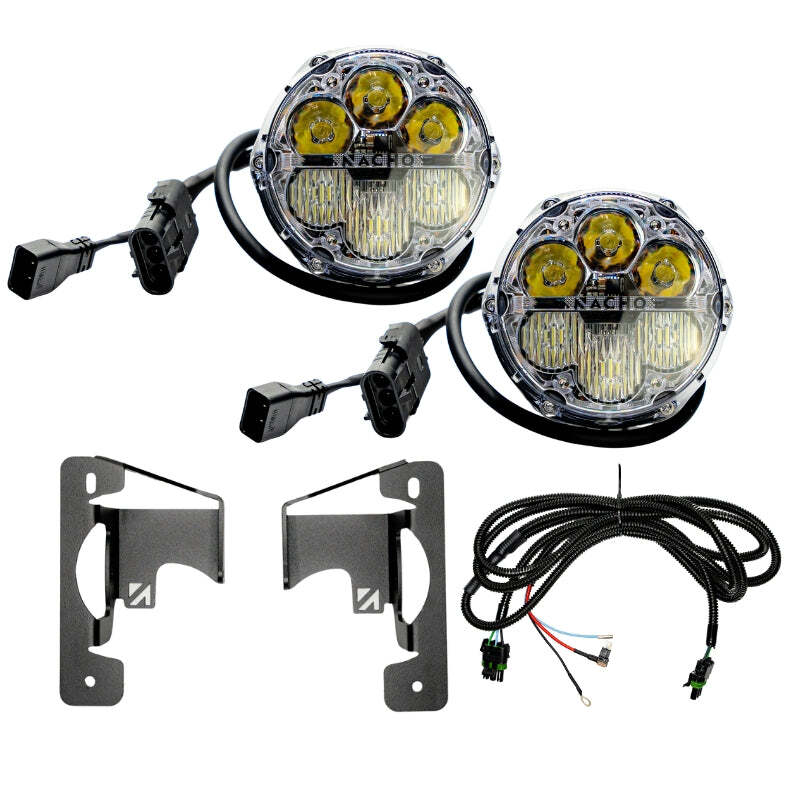 Nacho Offroad Technology Nacho Lighting Jeep JL/JT SAE Combo White Plug N Play Fog Light Kit (3pc Bumper Kit) - V3JW2KWSM