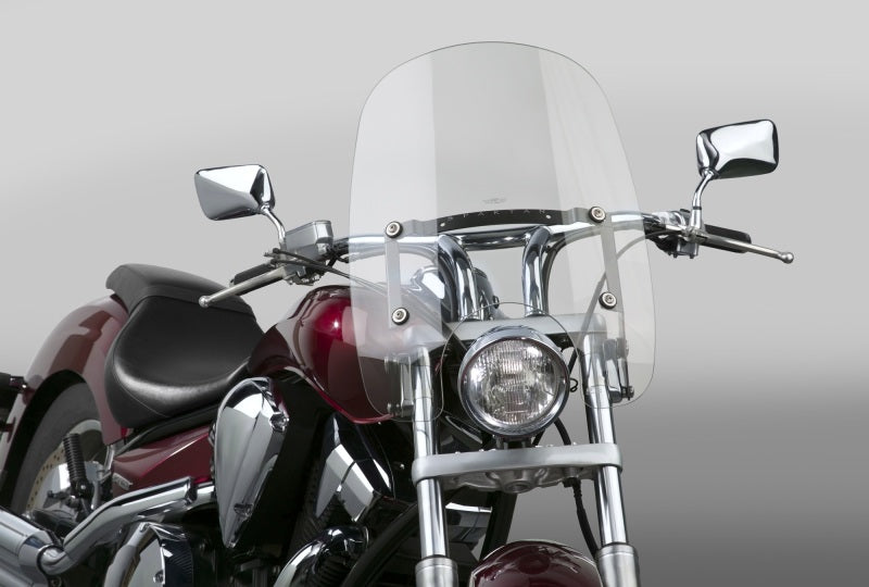 National Cycle 2001-2016 Hon/ 15+ Ind/ 2005-2009 Suz/ 2010-2018 Tri/ 2003-2015 Vic Spartan Windshield 19 in-Clear - N21203