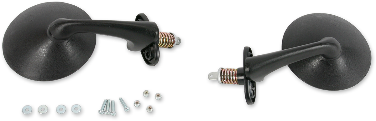 P4M Spring-Loaded Mirrors - Mirrors / Spring-Loaded / Side View / Round / Black / Pair 12-1651