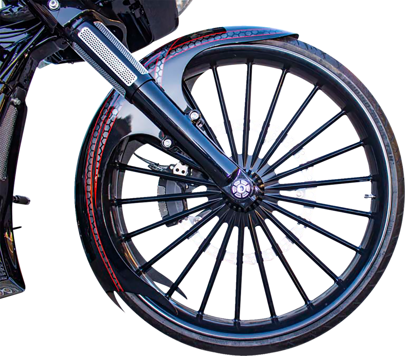 PAUL YAFFE BAGGER NATION Steel Talon Front Fender - Talon Front Fender / 21" Wheel / With Black Adapters / HD Touring 1401-0982
