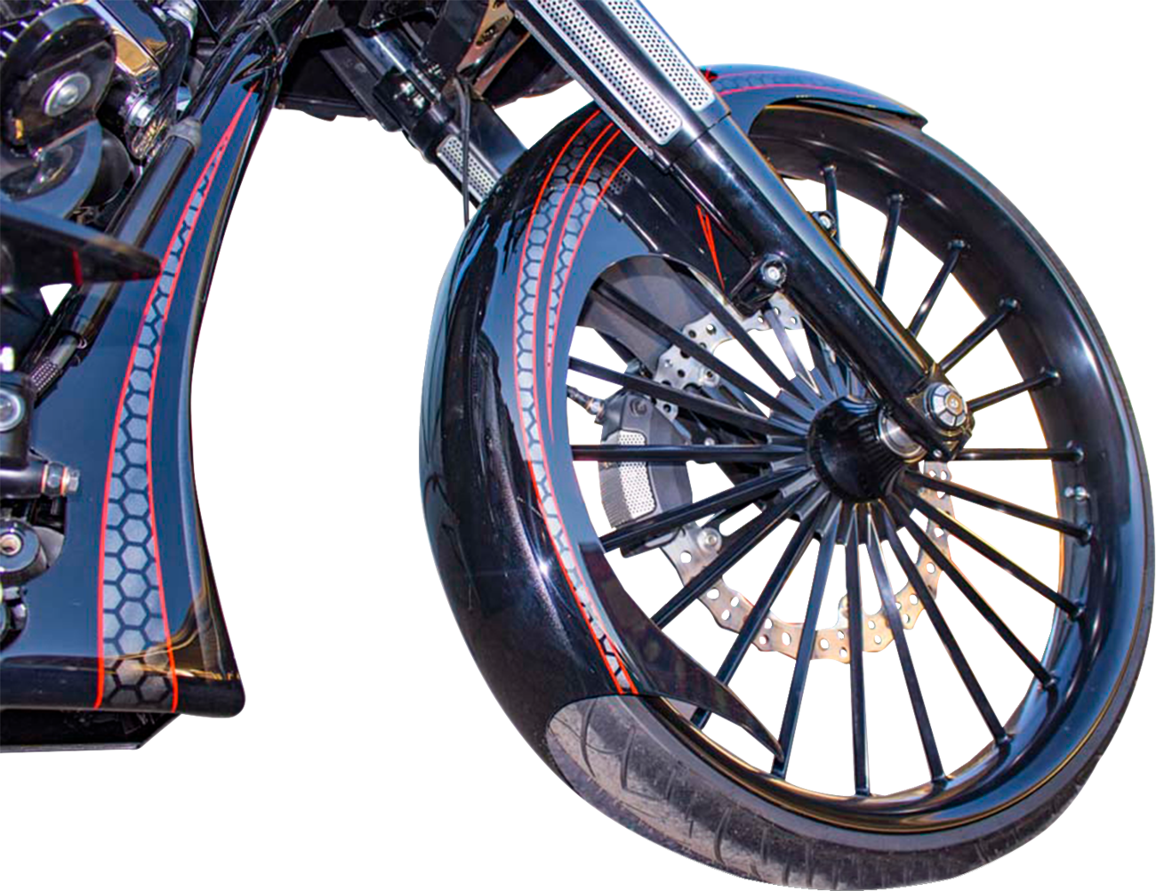 PAUL YAFFE BAGGER NATION Steel Talon Front Fender - Talon Front Fender / 21" Wheel / With Black Adapters / HD Touring 1401-1174