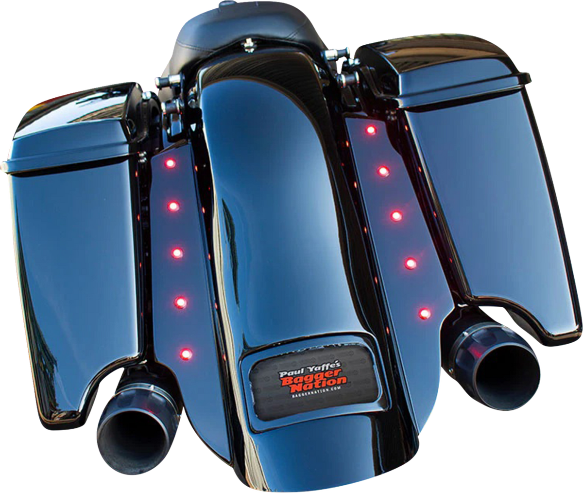 PAUL YAFFE BAGGER NATION Swoop Three Piece Stretched Rear Fender Kit With Side Panels and Lightening Bolts