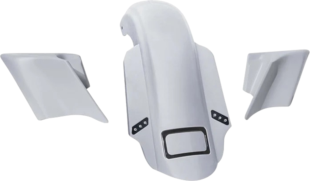 PAUL YAFFE BAGGER NATION Swoop Three Piece Stretched Rear Fender Kit With Side Panels and Thunder Pods
