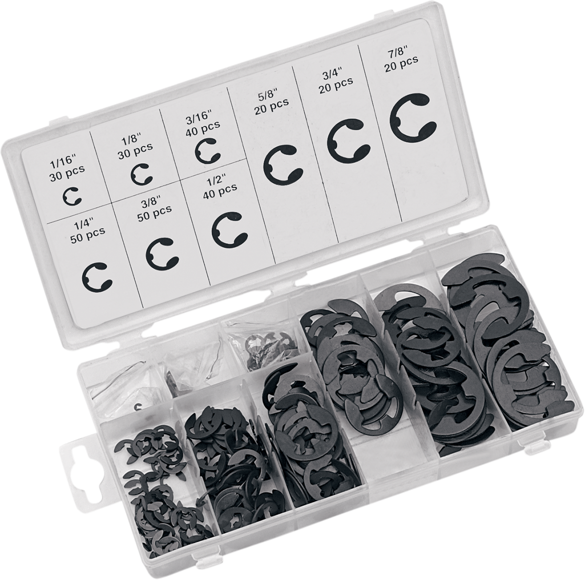 PERFORMANCE TOOL E-Clip Kit - E-Clip Assortment / 300-Piece 2402-0091