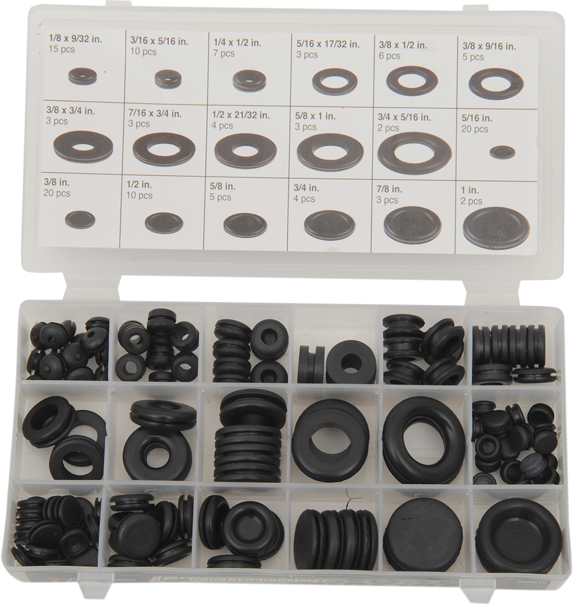 PERFORMANCE TOOL Rubber Grommet and Plug Assortment - Grommet Assortment 2402-0148