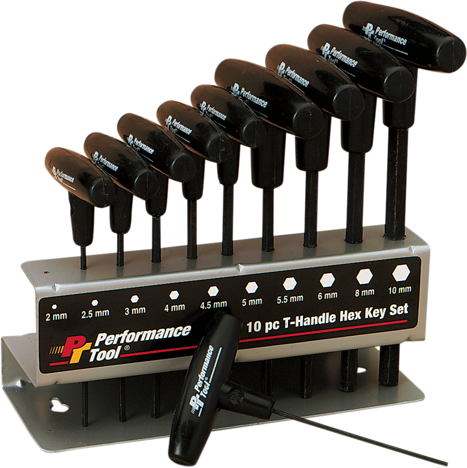 PERFORMANCE TOOL T-handle Hex Key Set - Key Set / T-Handle/Hex / Set 10 W80275