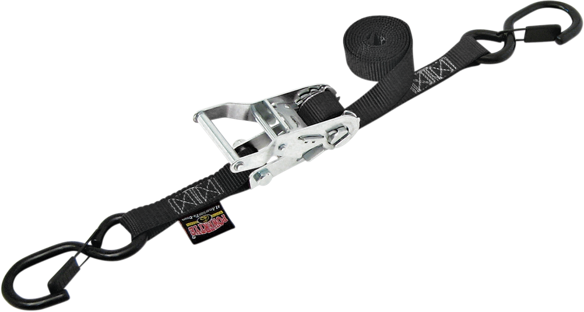 POWERTYE MFG. 1" Heavy-Duty Ratchet Tie-Down - Tie-Down Strap / Ratchet / 1" x 12' / Black 3920-0285