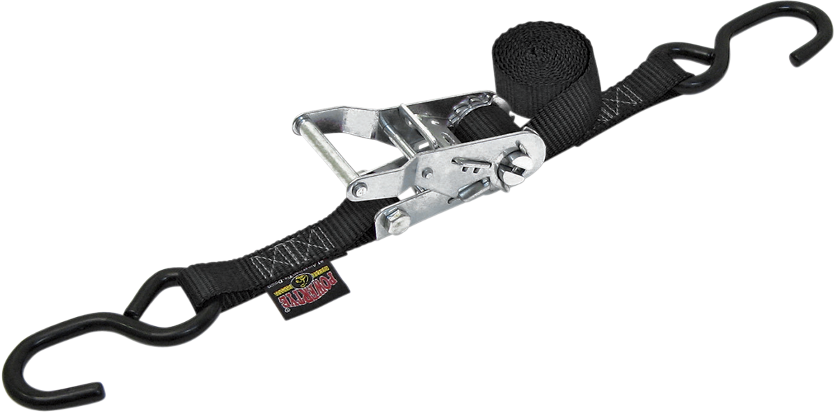POWERTYE MFG. 1" Ratchet Tie-Down - Tie-Down Strap / Ratchet / 1" x 6' / Black 3920-0281