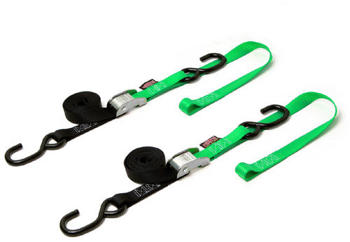 POWERTYE TIE-DOWN CAM S-HOOK SOFT-TYE 1"X6' BLACK/GREEN PAIR - 23625 LOGO