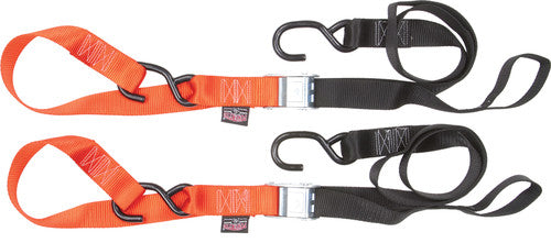 POWERTYE TIE-DOWN CAM S-HOOK SOFT-TYE 1.5"X6' BLACK/RED PAIR - 29621 LOGO