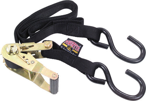 POWERTYE TIE-DOWN RATCHET S-HOOK 1"X6' BLACK PAIR - 32272 LOGO