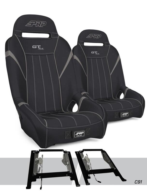PRP Seats PRP GT3 Suspension Seats Kit for Can-Am Maverick X3 (Pair) - Black & Gray - A7301-PORXP-C86-203