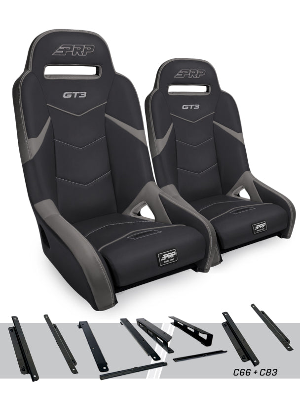 PRP Seats PRP Honda Talon GT3 Suspension Seats Kit (Pair) - Black & Gray - A7301-PORXP-C66-203