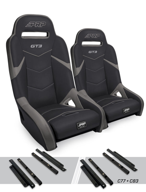 PRP Seats PRP Polaris General GT3 Suspension Seats Kit (Pair) - Black & Gray - A7301-PORXP-C83-203