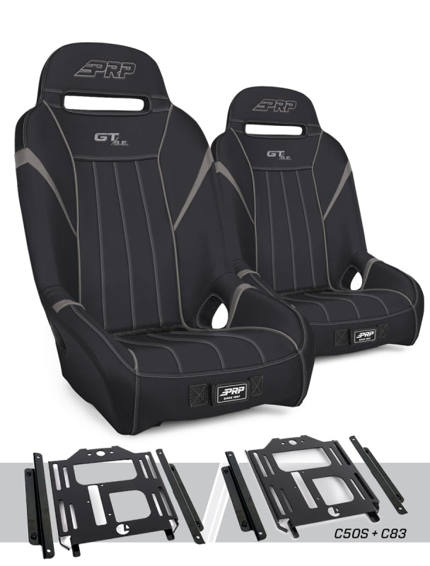 PRP Seats PRP Polaris RZR 570 GT/S.E. Suspension Seats Kit (Pair) - Black & Gray - A5701-PORXP-C50S-203