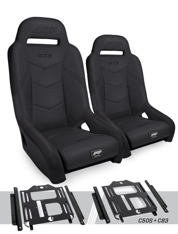 PRP Seats PRP Polaris RZR 570 GT3 Suspension Seats Kit (Pair) - Black - A7301-PORXP-C50S-201