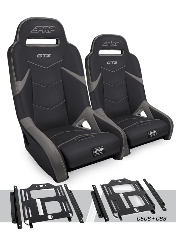 PRP Seats PRP Polaris RZR 570 GT3 Suspension Seats Kit (Pair) - Black & Gray - A7301-PORXP-C50S-203