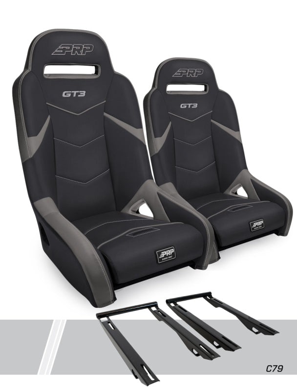 PRP Seats Polaris RZR GT3 Suspension Seats Kit - Black Gray - A7301-PORXP-C79-203