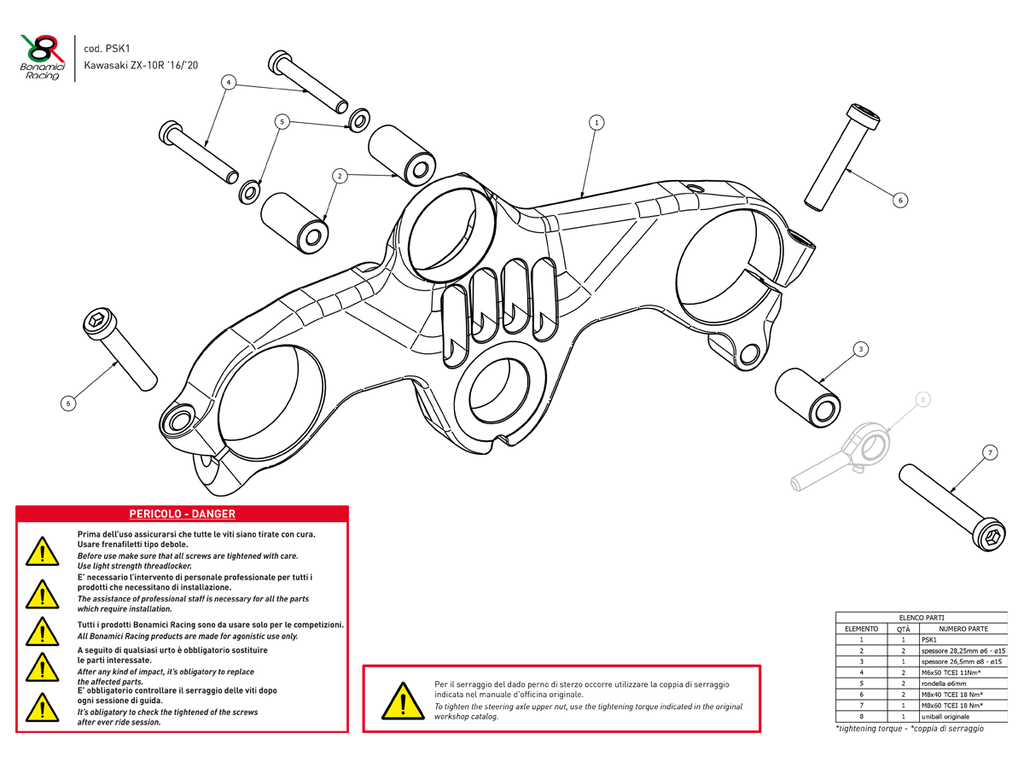 Bonamici Triple Tree Clamp Kawasaki Ninja ZX-10R (Black) (Street) (16-20)
