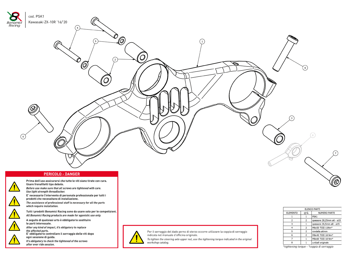 Bonamici Triple Tree Clamp Kawasaki Ninja ZX-10R (Black) (Street) (16-20)