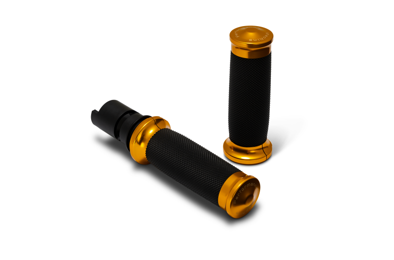 Performance Machine 2024-2025 Touring, 2025 Softail TBW Contour Handle Grip Set - Gold - 0063-2105M-G